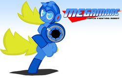 Size: 2359x1537 | Tagged: safe, artist:heccentrik, pony, crossover, mega man (series), megamare, ponified, rule 63, solo