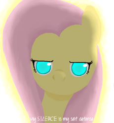 Size: 559x606 | Tagged: safe, artist:thecat101, fluttershy, pony, g4, and so it goes, billy joel, bust, female, looking at you, lyrics, mare, no mouth, portrait, solo, song reference