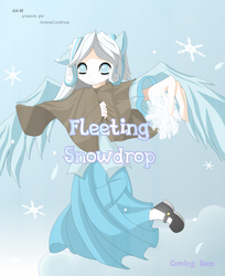 Size: 1024x1254 | Tagged: safe, artist:an-m, oc, oc only, oc:snowdrop, human, eared humanization, humanized, snow, snowflake, solo, winged humanization
