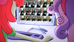 Size: 1256x719 | Tagged: safe, edit, edited screencap, screencap, apple bloom, sweetie belle, equestria girls, g4, my little pony equestria girls, computer, duo, meme, sean connery, the crusaders browse the internet, ytmnd