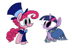 Size: 900x598 | Tagged: safe, artist:joeywaggoner, pinkie pie, twilight sparkle, g4, bubble berry, clothes, dress, female, gala dress, half r63 shipping, male, rule 63, ship:sparkleberry, ship:twinkie, shipping, straight, suit