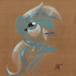 Size: 820x820 | Tagged: safe, artist:getchanoodlewet, minuette, pony, unicorn, g4, female, solo, toothbrush, traditional art