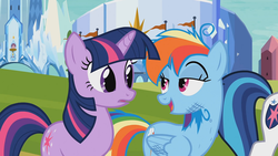 Size: 1280x720 | Tagged: safe, screencap, rainbow dash, shining armor, twilight sparkle, g4, bedroom eyes, out of context