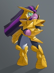 Size: 674x900 | Tagged: safe, artist:kevinsano, twilight sparkle, pony, g4, armor, bipedal, evoluder, female, guy shishioh, king of braves gaogaigar, parody, solo