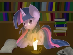 Size: 2048x1536 | Tagged: safe, artist:comet-catcher, twilight sparkle, g4, book, candle, female, reading, solo