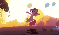 Size: 10000x5906 | Tagged: safe, artist:spectty, pinkie pie, g4, absurd resolution, backlighting, balloon, female, solo, summer