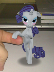 Size: 1024x1352 | Tagged: safe, artist:neros1990, rarity, human, pony, g4, 3d, bipedal, blushing, cute, floppy ears, gmod, hand, micro, ponies in real life, standing, tiny ponies