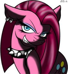 Size: 444x488 | Tagged: safe, artist:the-junior-flow, pinkie pie, g4, collar, female, pinkamena diane pie, solo