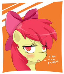 Size: 800x920 | Tagged: safe, artist:stalemeat, apple bloom, earth pony, pony, g4, bust, colored pupils, female, filly, foal, i am a big pony, portrait, solo