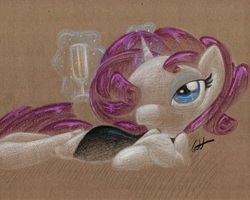 Size: 1024x820 | Tagged: safe, artist:getchanoodlewet, rarity, g4, female, glass, magic, solo, traditional art