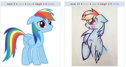 Size: 526x281 | Tagged: safe, rainbow dash, g4, exploitable meme, juxtaposition, juxtaposition win, meme, selfcest