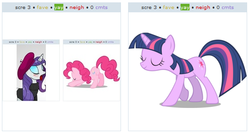 Size: 529x283 | Tagged: safe, pinkie pie, rarity, twilight sparkle, g4, exploitable meme, juxtaposition, juxtaposition win, juxtaposition winception, meme