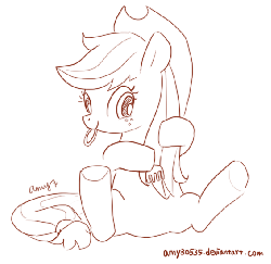 Size: 565x550 | Tagged: safe, artist:amy30535, applejack, earth pony, pony, g4, animated, brush, brushie, brushing, comb, cute, diabetes, female, freckles, hair, hat, hnnng, jackabetes, mare, monochrome, open mouth, sitting, sketch, solo