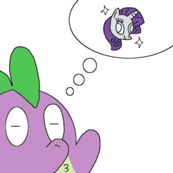 Size: 500x500 | Tagged: safe, rarity, spike, dragon, g4, female, ittousinspike, male, ship:sparity, shipping, simple background, straight, thought bubble, transparent background