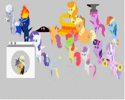 Size: 580x464 | Tagged: safe, artist:chicken-cake, apple bloom, applejack, berry punch, berryshine, carrot top, daring do, derpy hooves, diamond tiara, dj pon-3, golden harvest, princess luna, rarity, scootaloo, silver spoon, sweetie belle, twilight sparkle, vinyl scratch, earth pony, pegasus, pony, snake, unicorn, g4, animated, anvil, ash, cutie mark crusaders, decapitated, dumb ways to die, female, fire, green face, headless, inflation, kidney, kidneys, mare, moneybags, pointy ponies, washing machine