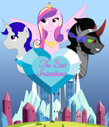 Size: 900x1048 | Tagged: safe, artist:fairiegirl101, king sombra, princess cadance, oc, fanfic:the best intentions, g4, crystal empire, crystal heart, fanfic, fanfic art, fanfic cover