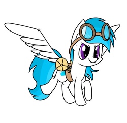 Size: 930x900 | Tagged: safe, artist:bristlestream, oc, oc only, pegasus, pony, clothes, flying, goggles, male, simple background, smiling, solo, stallion, white background
