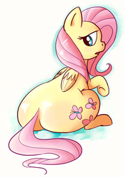 Size: 705x1000 | Tagged: dead source, safe, artist:lowkey, artist:rustydooks, fluttershy, g4, butt, chubby, fat, fattershy, female, impossibly large butt, plot, solo, the ass was fat