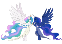 Size: 1500x1063 | Tagged: safe, artist:sugarcup, princess celestia, princess luna, anthro, unguligrade anthro, g4, hooves, simple background