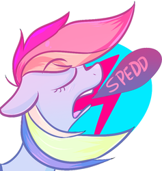 Size: 734x775 | Tagged: safe, artist:spanish-scoot, rainbow dash, g4, female, one word, solo, speech bubble
