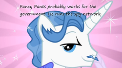 Size: 1023x569 | Tagged: safe, edit, edited screencap, screencap, fancypants, pony, unicorn, g4, sweet and elite, insane pony thread, male, solo, sparkles, spy, stallion, sunburst background, tumblr