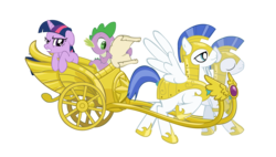 Size: 5000x2837 | Tagged: safe, artist:ak71, spike, twilight sparkle, dragon, pegasus, pony, unicorn, g4, chariot, female, high res, male, mare, royal guard, simple background, stallion, transparent background, unicorn twilight, vector