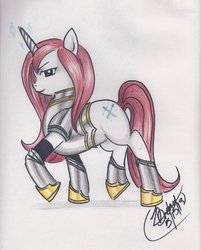 Size: 801x998 | Tagged: safe, artist:lillim00, pony, erza scarlett, fairy tail, ponified, solo, traditional art