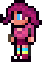 Size: 60x88 | Tagged: safe, pinkie pie, g4, barely pony related, expy, female, lowres, party girl, pixel art, pony cameo, pony reference, possibly pony related, simple background, solo, sprite, terraria, transparent background