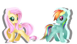 Size: 400x231 | Tagged: safe, artist:f-l-u-t-t-e-r-shy, fluttershy, rainbow dash, g4