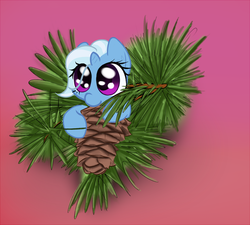 Size: 914x824 | Tagged: safe, artist:sevireth, trixie, pony, unicorn, g4, cute, female, filly, mare, nom, pinecone, solo, younger