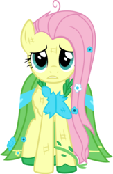 Size: 934x1429 | Tagged: safe, artist:tourniquetmuffin, fluttershy, pony, g4, the best night ever, clothes, clothing damage, dress, female, gala dress, messy mane, scratches, simple background, solo, transparent background, vector