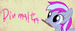 Size: 471x197 | Tagged: safe, artist:divided-s, oc, oc only, pony, mouth hold, paintbrush, solo