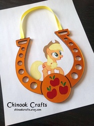 Size: 765x1024 | Tagged: safe, artist:chinookcrafts, applejack, g4, horseshoes, photo