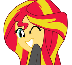 Size: 942x847 | Tagged: safe, artist:hannah-joy64, sunset shimmer, equestria girls, g4, base used, female, happy, smiling, solo, wink