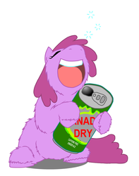 Size: 1492x1893 | Tagged: safe, artist:fluffsplosion, berry punch, berryshine, fluffy pony, g4, canada dry, drunk, female, fluffy pony original art, ginger ale, solo