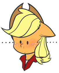 Size: 500x615 | Tagged: safe, artist:nolycs, applejack, earth pony, anthro, g4, blushing, bust, female, floppy ears, nosebleed, simple background, solo
