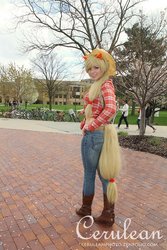 Size: 480x720 | Tagged: safe, artist:bjonsie13, applejack, human, g4, cosplay, irl, irl human, photo, tail