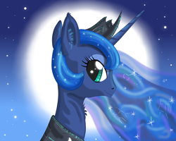 Size: 2500x2000 | Tagged: safe, artist:sintakhra, princess luna, g4, female, night, runes, solo