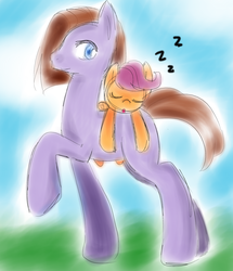 Size: 2000x2323 | Tagged: safe, artist:azzu-nyan, scootaloo, oc, g4, simple background, sleeping, zzz