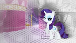 Size: 1920x1080 | Tagged: safe, artist:lucarious, rarity, g4, carousel boutique, female, solo, vector, wallpaper