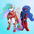 Size: 600x585 | Tagged: safe, artist:xnosidex, princess celestia, princess luna, pony, g4, bipedal, crossover, lady sif, ponified, scarlet witch, simple background, superhero, x-men