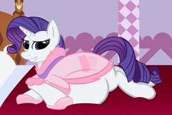 Size: 1280x853 | Tagged: safe, artist:putinforgod, rarity, g4, belly, clothes, cute, female, preggity, pregnant, raribetes, robe, solo, wardrobe malfunction