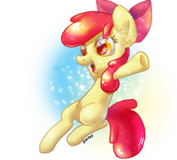 Size: 1000x900 | Tagged: safe, artist:zoiby, apple bloom, earth pony, pony, g4, female, filly, foal, simple background, solo, sparkles, transparent background
