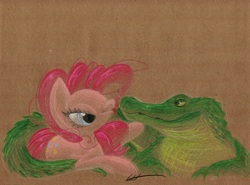 Size: 1107x820 | Tagged: safe, artist:getchanoodlewet, gummy, pinkie pie, g4, traditional art