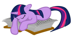 Size: 1264x632 | Tagged: safe, artist:ahmedooy, twilight sparkle, g4, book, female, simple background, sleeping, solo, transparent background, vector