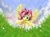 Size: 1110x815 | Tagged: safe, artist:reillyington86, fluttershy, g4, action pose, female, flying, grass, helmet, solo