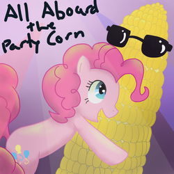 Size: 800x800 | Tagged: safe, artist:spicyhamsandwich, pinkie pie, g4, corn, female, solo, sunglasses, wat