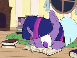 Size: 1024x768 | Tagged: safe, artist:swomswom, twilight sparkle, pony, unicorn, g4, book, cute, facebooking, female, mare, no pupils, prone, reading, solo, that pony sure does love books, unicorn twilight, window