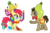 Size: 384x256 | Tagged: safe, artist:tourniquetmuffin, apple bloom, doctor whooves, time turner, g4, banana, clothes, costume, glasses, hat, necktie, pear, pineapple, pixel art, snorkel