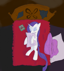 Size: 1640x1824 | Tagged: safe, artist:nightcider, rarity, g4, bed, female, hug, on back, pillow, solo